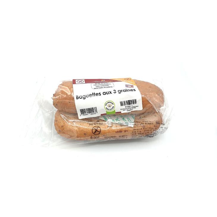 baguettes aux 3 graines s/ gluten (2pc)