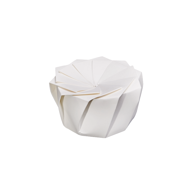 boîte de pliage en carton lotus blanche Ø 12/10 x H 7cm