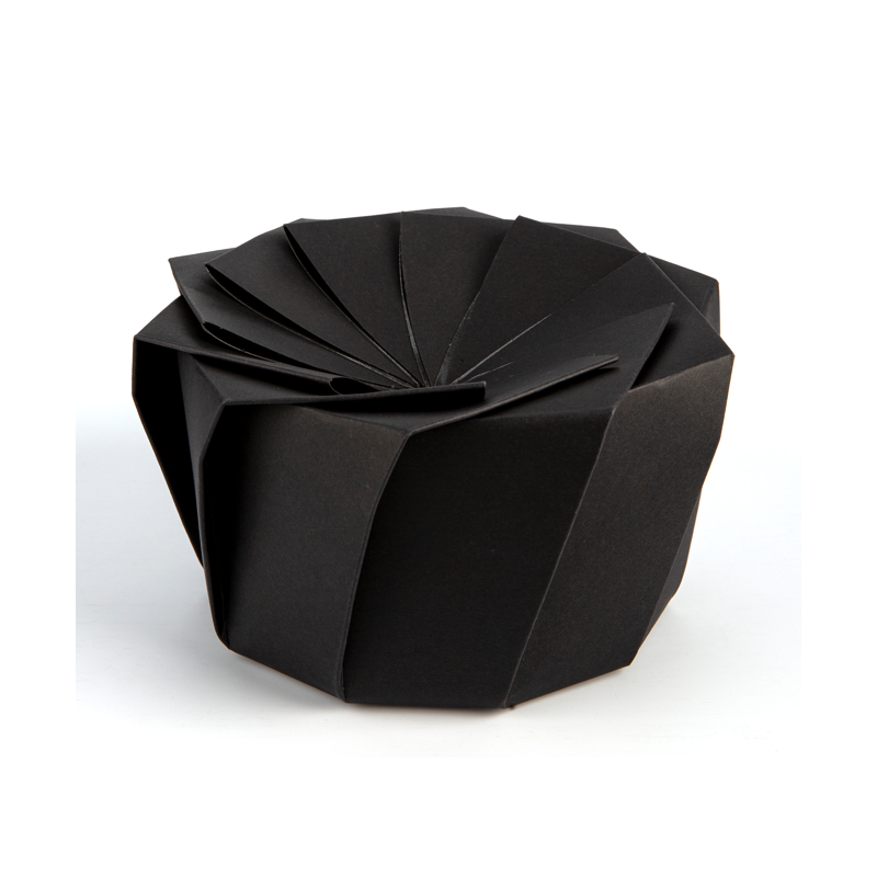 boîte de pliage en carton lotus noire Ø 12/10 x H 7cm 
