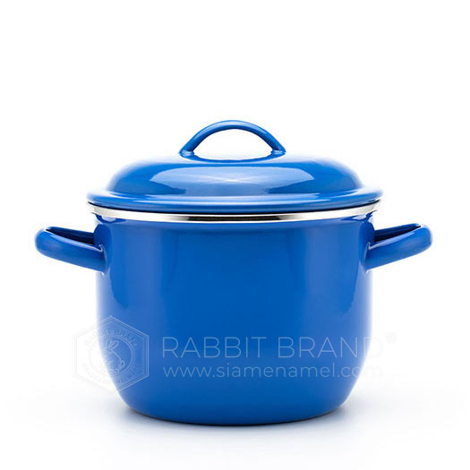 cocotte bleu émaillée a/ poignées 18cm