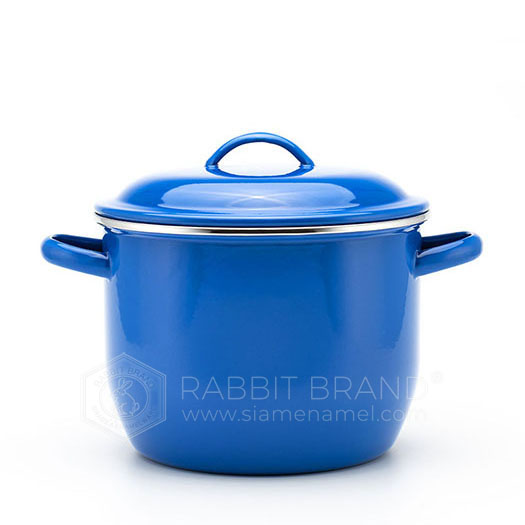 cocotte bleu émaillée a/ poignées 21cm