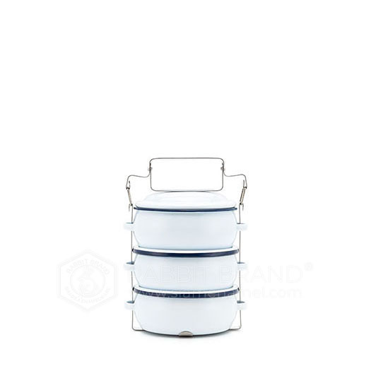lunch box émaillé blanche 3 étages 12cm