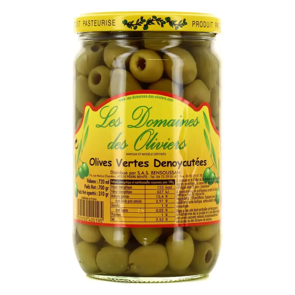 olives vertes dénoyautées 720ml 