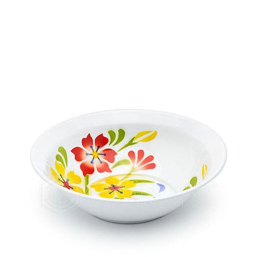 [MO-FRBOLMETFLE15CM] bol métal émaillé fleuri 15cm