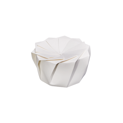 [MO-CA407BBL] boîte de pliage en carton lotus blanche Ø 12/10 x H 7cm