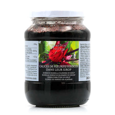 [DP-CCFLEHIBSIR16F] fleurs d'hibiscus au sirop (16 fleurs) 395g