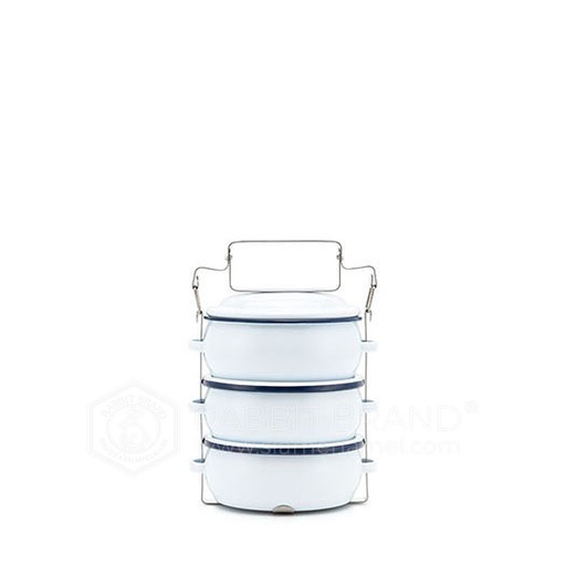 [MO-FALUNCHBOXBLA12CM] lunch box émaillé blanche 3 étages 12cm