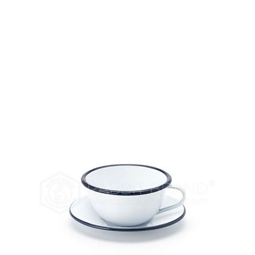 [MO-FATASTHEEMAIL] tasse à thé métal émaillé blanche a/ soucoupe