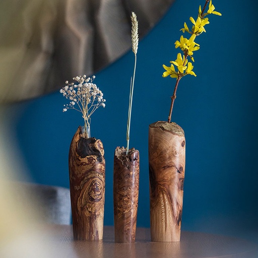 [MO-AGSOLIFLOREBOISPCE] vase en bois soliflore H15 à 25cm